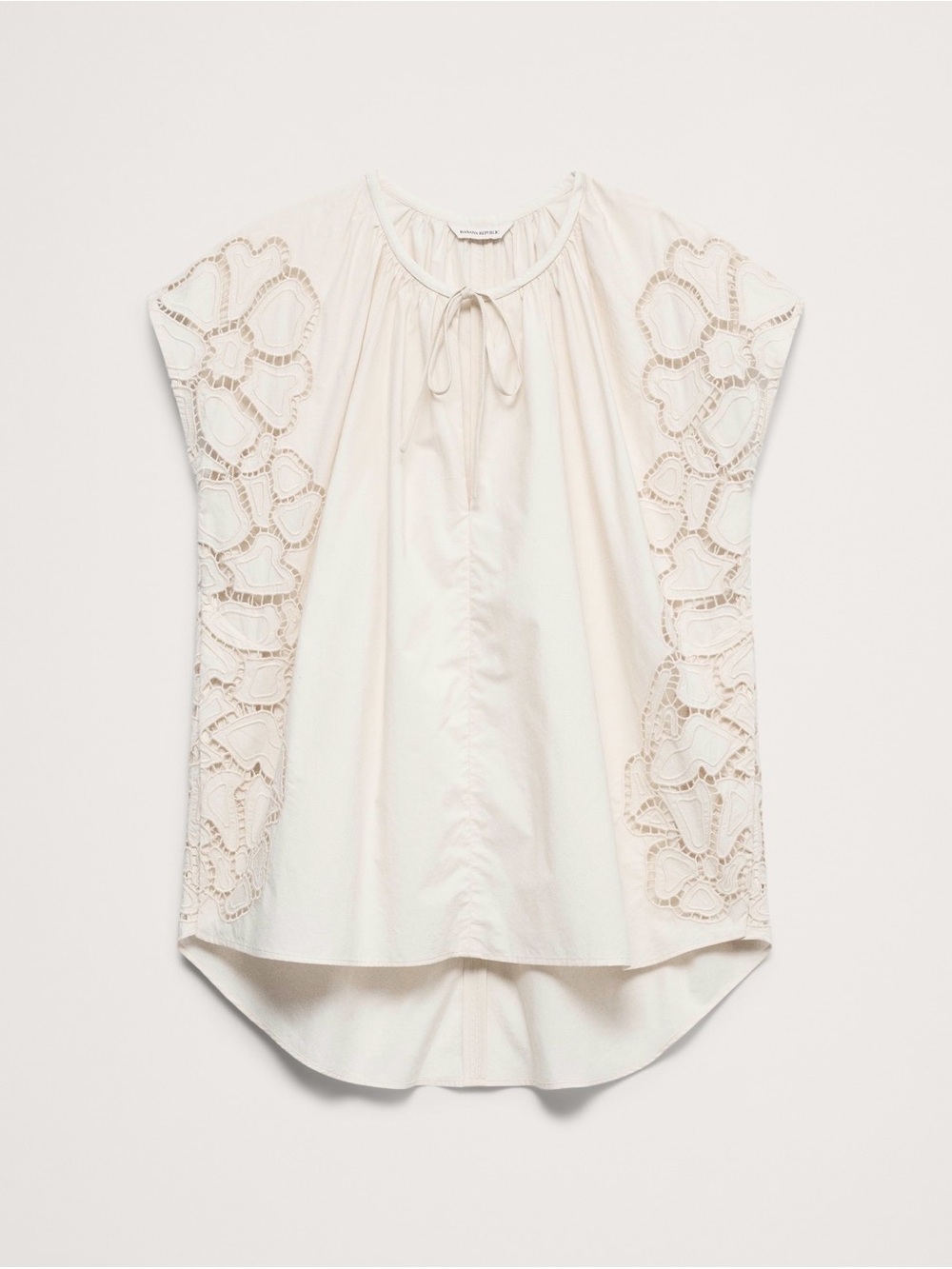 Banana Republic EMBROIDERED COTTON POPLIN SPLIT-NECK TUNIC